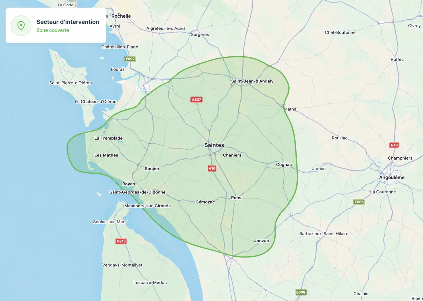 Zone d'intervention Charente-Maritime